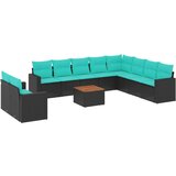 Vrtna garnitura - 11-dijelni set vrtnih sofa od poliratana s jastucima crni - Crna 1 | shoptok.hr