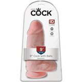 King Cock 9 Chubby - pripenjalni, testisni dildo (23 cm) - naravni Cene