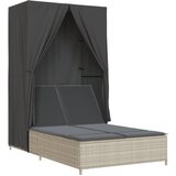 Furnova Dvojni ležalnik s streho in zavesami svetlo siv poli ratan, (21917637) | Shoptok.si