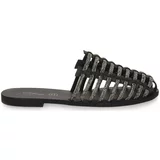 S.piero Sandali & Odprti čevlji BLACK LEATHER STRASS Črna