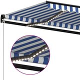 vidaXL Ročno zložljiva tenda z LED lučmi 450x350 cm modra in bela | Shoptok.si