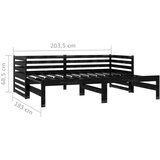  Dnevni ležaj na izvlačenje 2 x (90 x 200) cm crni od borovine | shoptok.hr