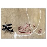  Slika - Banksy\'s Plane (1-part) - Red Graffiti Text on Mural Background 60x40 Premium Print | shoptok.hr