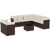 vidaXL 10-dijelni set vrtnih sofa od poliratana s jastucima smeđi | shoptok.hr