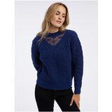 Orsay Women's Sweater with Lace in Navy Blue - Women Cene