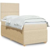 vidaXL Box spring postelja z vzmetnico krem 90x200 cm blago | Shoptok.si