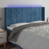 Posteljno vzglavje temno modro 203x16x118/128 cm žamet, (20951797) Cene