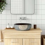 Nadgradni umivaonik crno-smeđi okrugli Φ 41 x 14 cm keramički | shoptok.hr
