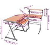  Kutni stol za računalo smeđi 132x112x99 cm konstruirano drvo | shoptok.hr
