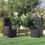 The Living Store Zunanji naslanjač z blazinami 2 kosa poli ratan črn - Zunanji Naslanjač, (21494414) | Shoptok.si