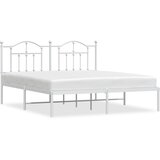  The Living Store Kovinski posteljni okvir z vzglavjem bel 160x200 cm - Posteljni Okvir, (21523886) | Shoptok.si