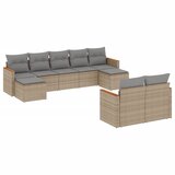 vidaXL Vrtna garnitura 9-delna z blazinami bež poli ratan, (21056468) | Shoptok.si