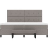  Krevet s oprugom s madracem i klupom taupe 200x200 cm Tkanina | shoptok.hr