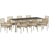  Vrtni set za objed 9 kom. Bež poliratan 250 x 100 x 75 cm | shoptok.hr