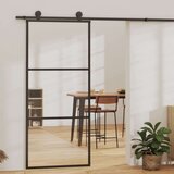 vidaXL Drsna vrata ESG steklo in aluminij 90x205 cm črna | Shoptok.si