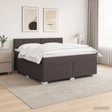  Krevet s box springom, madracem i LED-om Tamno smeđa Tkanina | shoptok.hr