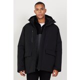 AC&Co / Altınyıldız Classics Men's Black Hooded High Neck Standard Fit Warm Windproof Coat cene