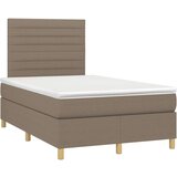  Box spring postelja z vzmetnico LED taupe 120x200 cm blago | Shoptok.si