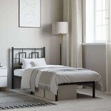 Metalni okvir za krevet s uzglavljem crni 75x190 cm | shoptok.hr