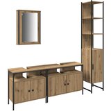 vidaXL 4-delni set kopalniškega pohištva Kemični hrast Inženirski les | Shoptok.si
