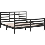  Posteljni okvir črn iz trdnega lesa 200x200 cm, (20648431) | Shoptok.si