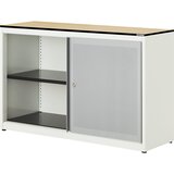 mauser Omara z drsnimi vrati, akustični učinek, plošča s polnim jedrom, VxŠxG 818 x 1200 x 432 mm, 1 polica, čista bela / aluminijasto siva / javor | Shoptok.si