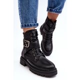 Boto Gennee Leather Black Workery Boots with Chain | ePonuda.com