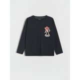 Reserved oversize majica z dolgimi rokavi stranger things - črna Cene