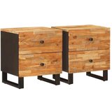  Noćni ormar 2 pcs Smeđa 40 x 33 5 x 46 cm Čvrsto drvo manga | shoptok.hr