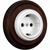  Elhard - Keramička retro kućna utičnica sa okvirom SCHUKO 230V bela/tamno drvo | Eponuda.com