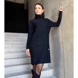 Gemre Shiny black turtleneck midi dress Kusama | Shoptok.si