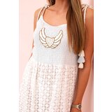 Kesi Włoski Women's boho dress with straps with embroidery and lace blue | shoptok.hr