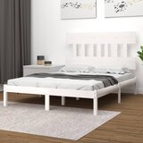 Maison Chic Posteljni okvir - Dvoposteljna postelja - Zakonska postelja bel iz trdnega lesa 120x200 cm-J10089, (21769551) | Shoptok.si