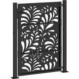 vidaXL Vrtna vrata crna 105x130 cm čelični valoviti dizajn | shoptok.hr
