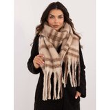Fashionhunters Beige and brown thick scarf with fringe | Shoptok.si