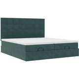 vidaXL Otomanski posteljni okvir z vzmetnicami zelen 160x200 cm žamet, (21611145) | Shoptok.si