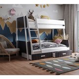 Molarem Home Drveni dječji krevet na kat Moritz s dvije ladice - wenge - bijeli - 90/120x200 cm - Bez madraca | shoptok.hr