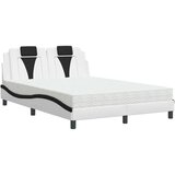 vidaXL Postelja z vzmetnico bela in črna 140x200 cm umetno usnje, (21111631) | Shoptok.si
