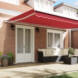 vidaXL Ručno uvlačiva tenda crvena 500x300 cm, tenda zamjenska tkanina za okvir 5x3 m crvena | shoptok.hr