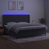  Box spring postelja z vzmetnico LED temno siva 200x200 cm žamet, (20724264) | Shoptok.si