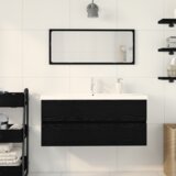 vidaXL Kupaonski ormar s ugrađenim umivaonikom, crni hrast, konstruirano drvo | shoptok.hr