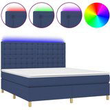  Box spring postelja z vzmetnico LED modra 160x200 cm blago, (20894662) | Shoptok.si