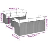 vidaXL Vrtna sedežna garnitura 7-delna z blazinami rjav poli ratan | Shoptok.si