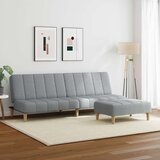  Dvosjed na razvlačenje od tkanine s tabureom svjetlosivi | shoptok.hr