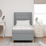 Box Spring Krevet s Madracem Svjetlosiva 90x190 cm Tkanina | shoptok.hr