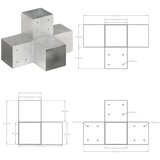  Spojnici za stupove u X-obliku 4 kom pocinčani metal 101x101 mm | shoptok.hr