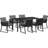  Vrtni set za objed 7 pcs Crna Čelik s prahom premazan | shoptok.hr