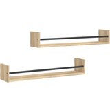 Maison Chic 2 kosi Stenske Police - Viseče police s prečkami sonoma hrast 80x16x14 cm, (21794154) | Shoptok.si