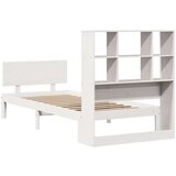 vidaXL Knjižna postelja brez ležišča bela 90x200 cm trdna borovina | Shoptok.si