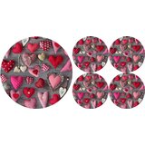 Bertoni Home Unisex's 1+4 Round Table Pads Set Valentine Hearts Cene